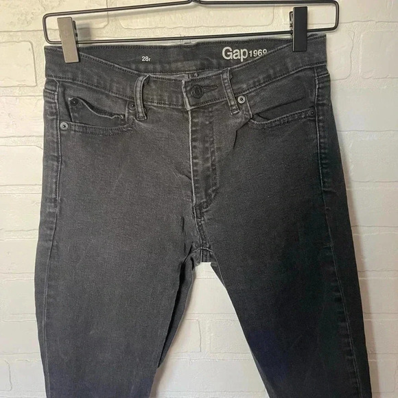 Gap 1996 Women's Stretch High-Waisted Fitted Ankle Skinny Jeans Black Size 28 - Picture 3 of 7